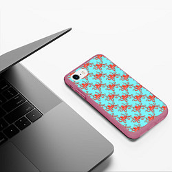 Чехол iPhone 7/8 матовый Осьминог паттерн, цвет: 3D-малиновый — фото 2