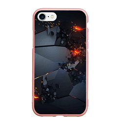 Чехол iPhone 7/8 матовый НЕОНОВЫЙ ВЗРЫВ ПЛИТЫ, ОБЛОМКИ NEON EXPLOSION, цвет: 3D-светло-розовый
