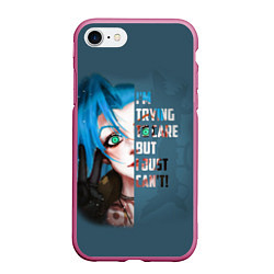 Чехол iPhone 7/8 матовый ARCANE League Of Legends JINX надпись, цвет: 3D-малиновый