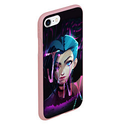 Чехол iPhone 7/8 матовый League Of Legends Jinx neon, цвет: 3D-баблгам — фото 2