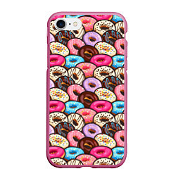 Чехол iPhone 7/8 матовый Sweet donuts, цвет: 3D-малиновый