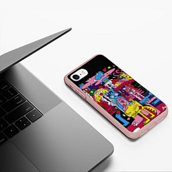 Чехол iPhone 7/8 матовый Разноцветные монстры, цвет: 3D-светло-розовый — фото 2