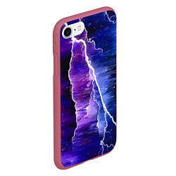 Чехол iPhone 7/8 матовый Космическая молния, глитч, цвет: 3D-малиновый — фото 2