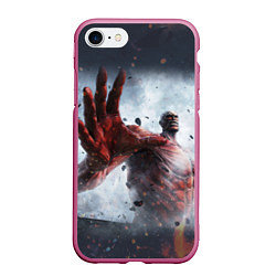 Чехол iPhone 7/8 матовый Titan Attack on Titan, цвет: 3D-малиновый