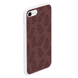Чехол iPhone 7/8 матовый Веточки с черными листьями на коричневом фоне, цвет: 3D-белый — фото 2