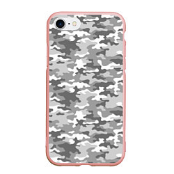 Чехол iPhone 7/8 матовый Серый Военный Камуфляж, цвет: 3D-светло-розовый