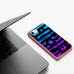 Чехол iPhone 7/8 матовый Неоновая геометрия Neon, цвет: 3D-малиновый — фото 2