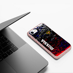Чехол iPhone 7/8 матовый Russia Штрихи, цвет: 3D-светло-розовый — фото 2