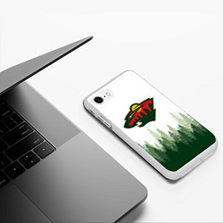 Чехол iPhone 7/8 матовый Minnesota Wild, Миннесота Уайлд Лес, цвет: 3D-белый — фото 2