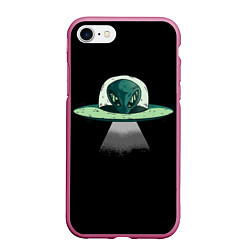 Чехол iPhone 7/8 матовый Инопланетный гость, цвет: 3D-малиновый