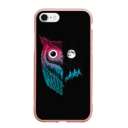 Чехол iPhone 7/8 матовый Ночная сова Градиент, цвет: 3D-светло-розовый