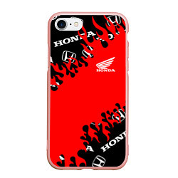 Чехол iPhone 7/8 матовый Honda нарисованный огонь, цвет: 3D-светло-розовый