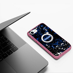 Чехол iPhone 7/8 матовый Volvo - Брызги красок, цвет: 3D-малиновый — фото 2