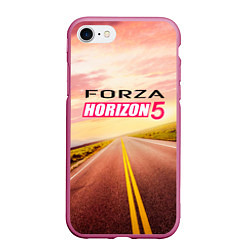 Чехол iPhone 7/8 матовый Закат Forza Horizon 5, цвет: 3D-малиновый