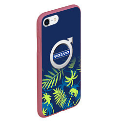 Чехол iPhone 7/8 матовый Volvo Тропические листья, цвет: 3D-малиновый — фото 2