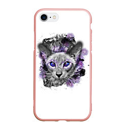 Чехол iPhone 7/8 матовый Глазастый кот из космоса, цвет: 3D-светло-розовый