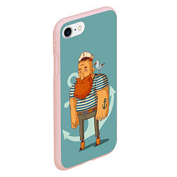 Чехол iPhone 7/8 матовый Старый добрый моряк, цвет: 3D-светло-розовый — фото 2