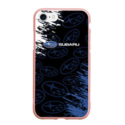 Чехол iPhone 7/8 матовый Subaru - Logo pattern