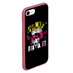 Чехол iPhone 7/8 матовый PUNKS NOT DEAD ирокез, булавки, череп, цвет: 3D-малиновый — фото 2