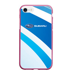 Чехол iPhone 7/8 матовый Subaru Logo спорт, цвет: 3D-малиновый