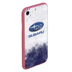 Чехол iPhone 7/8 матовый Subaru Трещина, цвет: 3D-малиновый — фото 2