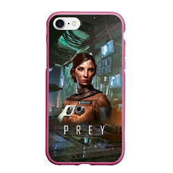 Чехол iPhone 7/8 матовый Prey dark - girl, цвет: 3D-малиновый