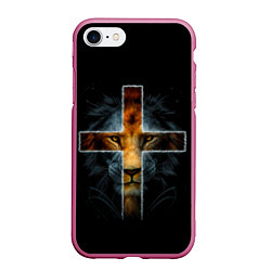 Чехол iPhone 7/8 матовый ЛЕВ И КРЕСТ, цвет: 3D-малиновый