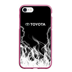 Чехол iPhone 7/8 матовый Toyota Молния с огнем, цвет: 3D-малиновый