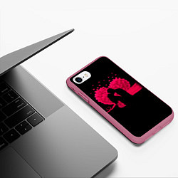 Чехол iPhone 7/8 матовый Силуэты Влюбленных Сердце из Роз и Любовь, цвет: 3D-малиновый — фото 2