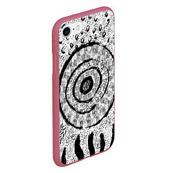 Чехол iPhone 7/8 матовый Наскальные узоры, цвет: 3D-малиновый — фото 2