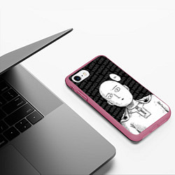 Чехол iPhone 7/8 матовый One Punch Man - Сайтама Ванпанчмен, цвет: 3D-малиновый — фото 2