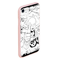 Чехол iPhone 7/8 матовый Сайтама - Saitama, цвет: 3D-светло-розовый — фото 2