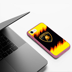 Чехол iPhone 7/8 матовый Lamborghini Neon, цвет: 3D-малиновый — фото 2