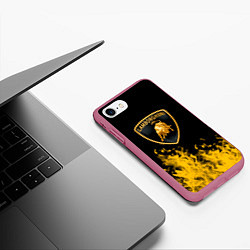 Чехол iPhone 7/8 матовый Lamborghini Fire, цвет: 3D-малиновый — фото 2