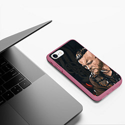 Чехол iPhone 7/8 матовый Викинг Рагнар, цвет: 3D-малиновый — фото 2