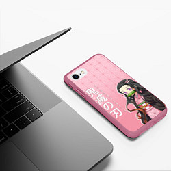 Чехол iPhone 7/8 матовый НЕДЗУКО DEMON SLAYER КЛИНОК, цвет: 3D-малиновый — фото 2