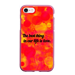 Чехол iPhone 7/8 матовый Life is love, цвет: 3D-малиновый
