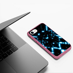 Чехол iPhone 7/8 матовый Силуэт электронных систем, цвет: 3D-малиновый — фото 2