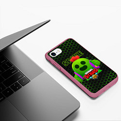 Чехол iPhone 7/8 матовый BRAWL STARS, , Спайк Spike, цвет: 3D-малиновый — фото 2