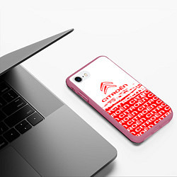 Чехол iPhone 7/8 матовый Citroen Паттерн, цвет: 3D-малиновый — фото 2