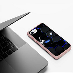 Чехол iPhone 7/8 матовый BMW НЕОН СОТЫ, цвет: 3D-светло-розовый — фото 2
