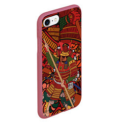 Чехол iPhone 7/8 матовый Warrior samurai, цвет: 3D-малиновый — фото 2