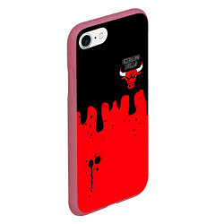Чехол iPhone 7/8 матовый Chicago Bulls Чикаго Буллз Логотип, цвет: 3D-малиновый — фото 2