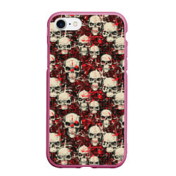 Чехол iPhone 7/8 матовый Кровавые Черепа Skulls, цвет: 3D-малиновый