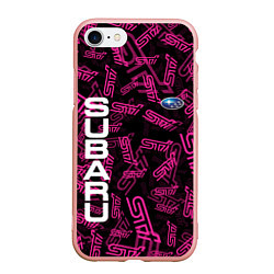 Чехол iPhone 7/8 матовый SUBARU STI PATTERN, цвет: 3D-светло-розовый