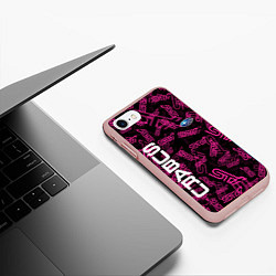 Чехол iPhone 7/8 матовый SUBARU STI PATTERN, цвет: 3D-светло-розовый — фото 2