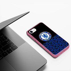 Чехол iPhone 7/8 матовый Chelsea челси паттерн, цвет: 3D-малиновый — фото 2