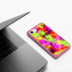 Чехол iPhone 7/8 матовый Пиксельный камуфляж Диско, цвет: 3D-малиновый — фото 2