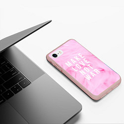 Чехол iPhone 7/8 матовый Make love not var, цвет: 3D-светло-розовый — фото 2