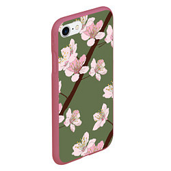 Чехол iPhone 7/8 матовый Деревья весной, цвет: 3D-малиновый — фото 2